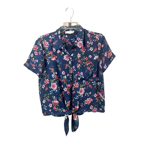 Pink Rose Tops - Pink Rose Women's Navy Blue Crop Top